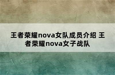 王者荣耀nova女队成员介绍 王者荣耀nova女子战队